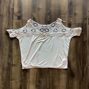 Off the Shoulder Lace Shirt from Express